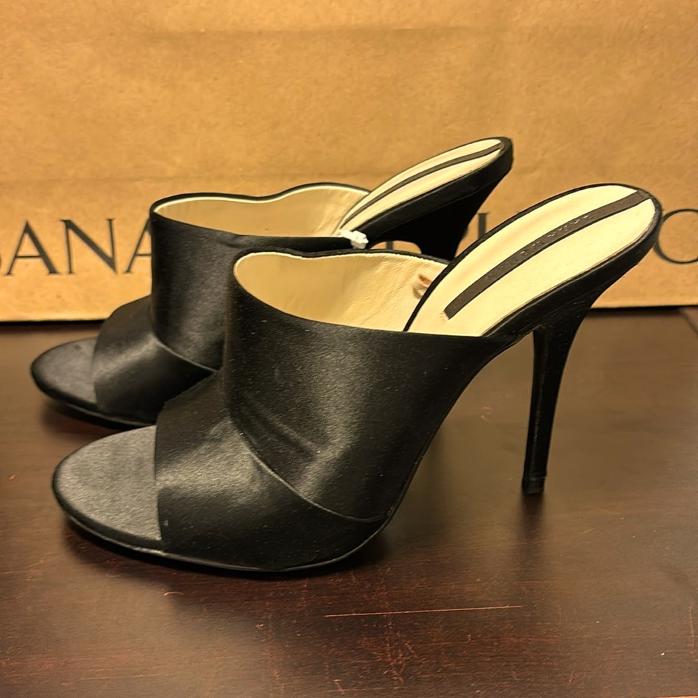 Black satin mule